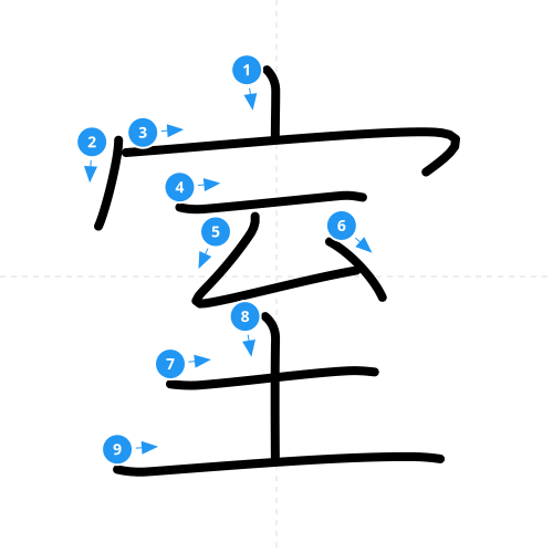 漢字「室」の書き順