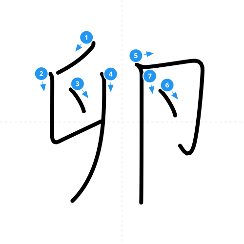 漢字「卵」の書き順