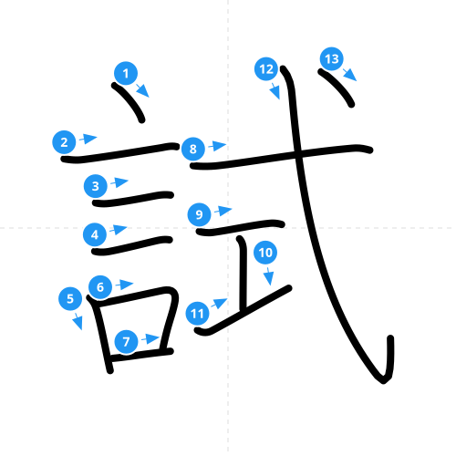 漢字「試」の書き順