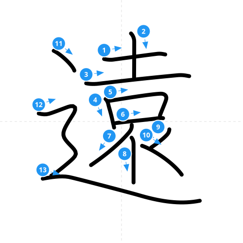 漢字「遠」の書き順