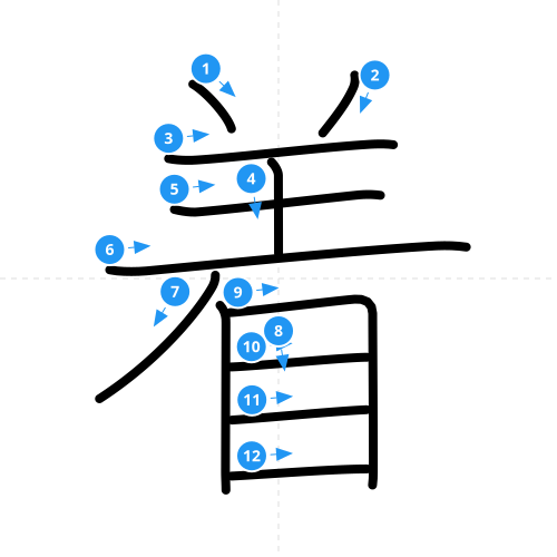 漢字「着」の書き順