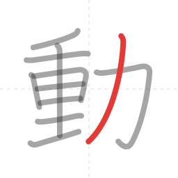 「動」の書き順 第11画／全11画