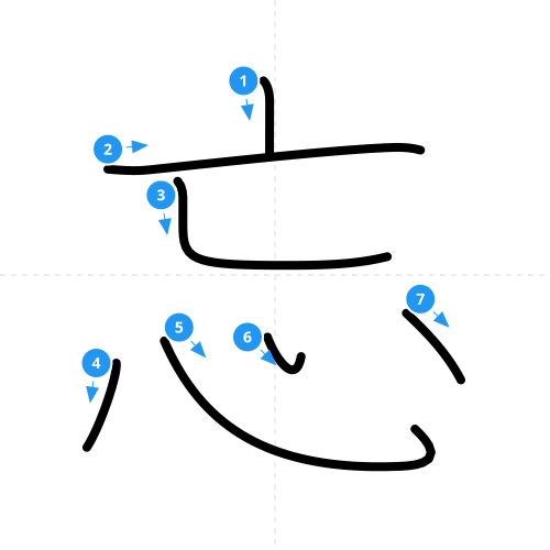漢字「忘」の書き順