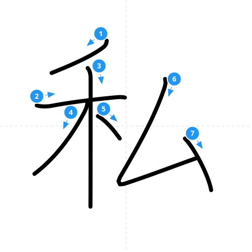 漢字「私」の書き順