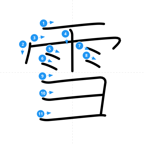 漢字「雪」の書き順