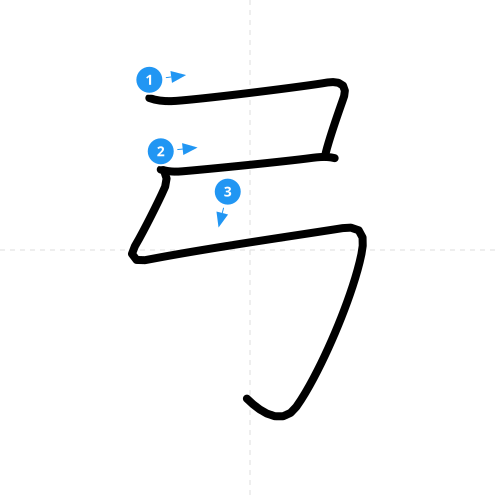 漢字「弓」の書き順